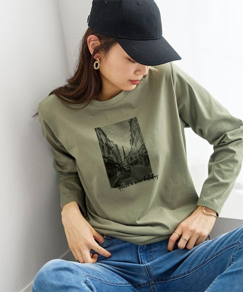 BELLUNA（ベルーナ）の「綿１００％ロゴプリントプルオーバー（Tシャツ/カットソー・レディース・オフホワイト/チャコール/ワイン/カーキ・X-LARGE/LARGE/MEDIUM）」の11枚目の写真