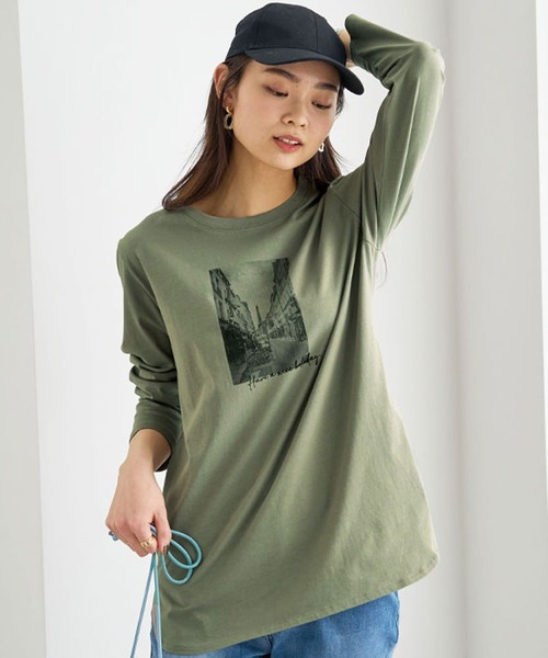 BELLUNA（ベルーナ）の「綿１００％ロゴプリントプルオーバー（Tシャツ/カットソー・レディース・オフホワイト/チャコール/ワイン/カーキ・X-LARGE/LARGE/MEDIUM）」の13枚目の写真