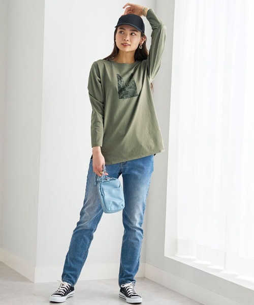 BELLUNA（ベルーナ）の「綿１００％ロゴプリントプルオーバー（Tシャツ/カットソー・レディース・オフホワイト/チャコール/ワイン/カーキ・X-LARGE/LARGE/MEDIUM）」の15枚目の写真