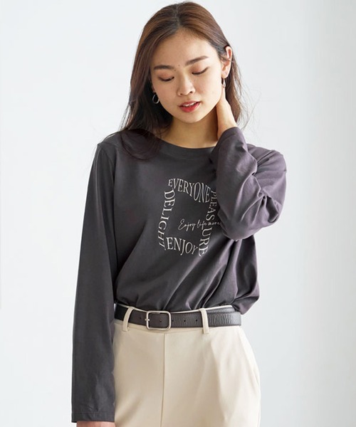 BELLUNA（ベルーナ）の「綿１００％ロゴプリントプルオーバー（Tシャツ/カットソー・レディース・オフホワイト/チャコール/ワイン/カーキ・X-LARGE/LARGE/MEDIUM）」の20枚目の写真