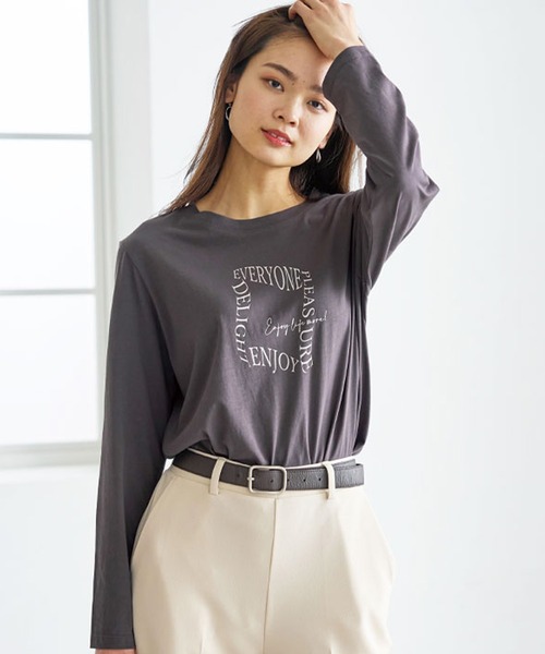 BELLUNA（ベルーナ）の「綿１００％ロゴプリントプルオーバー（Tシャツ/カットソー・レディース・オフホワイト/チャコール/ワイン/カーキ・X-LARGE/LARGE/MEDIUM）」の19枚目の写真