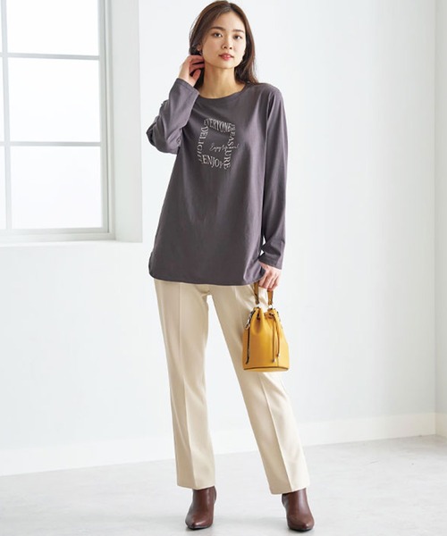 BELLUNA（ベルーナ）の「綿１００％ロゴプリントプルオーバー（Tシャツ/カットソー・レディース・オフホワイト/チャコール/ワイン/カーキ・X-LARGE/LARGE/MEDIUM）」の21枚目の写真