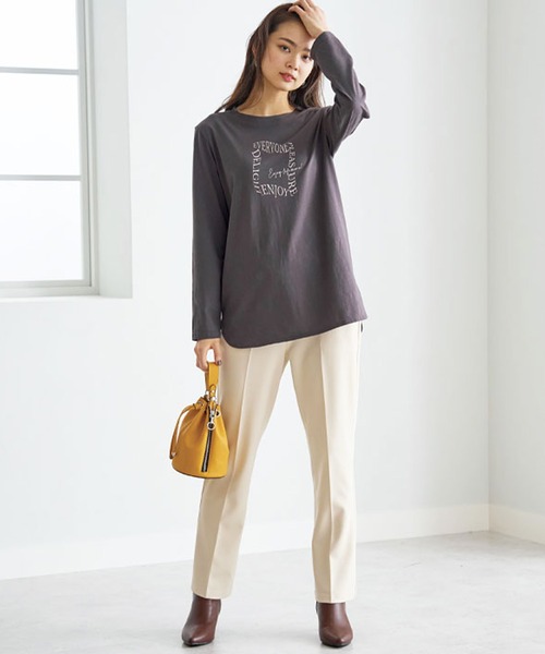 BELLUNA（ベルーナ）の「綿１００％ロゴプリントプルオーバー（Tシャツ/カットソー・レディース・オフホワイト/チャコール/ワイン/カーキ・X-LARGE/LARGE/MEDIUM）」の22枚目の写真