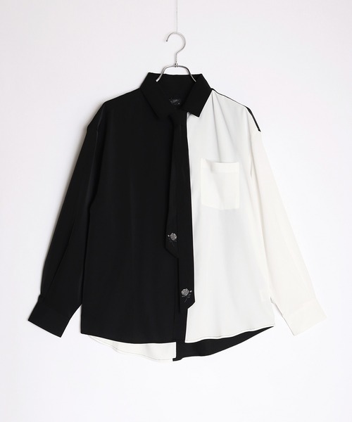 WESTSEA(ウエストシー)の「ネクタイ付き薔薇 とろみシャツ(シャツ/ブラウス・メンズ・ホワイト×ブラック/ブラック/ホワイト/ブルー/ホワイト系その他/ブルー系その他/ブラック系その他・M/L)」の10枚目の写真