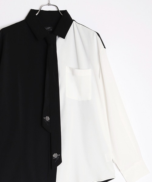 WESTSEA(ウエストシー)の「ネクタイ付き薔薇 とろみシャツ(シャツ/ブラウス・メンズ・ホワイト×ブラック/ブラック/ホワイト/ブルー/ホワイト系その他/ブルー系その他/ブラック系その他・M/L)」の8枚目の写真