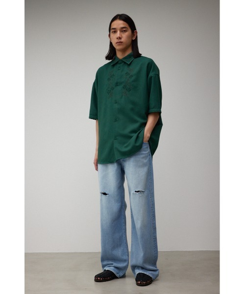 AZUL by moussy（アズールバイマウジー）の「刺繍デザインシャツ（シャツ/ブラウス・メンズ・オフホワイト/ブラック/グリーン・S-M/L-XL）」の12枚目の写真