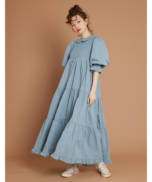 Little sunny bite(リトルサニーバイト)の「《Little sunny bite》Puff sleeve long dress(ワンピース・レディース・グレー/ブルー・MEDIUM/SMALL)」の2枚目の写真