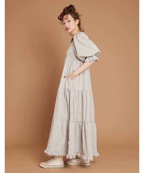 Little sunny bite(リトルサニーバイト)の「《Little sunny bite》Puff sleeve long dress(ワンピース・レディース・グレー/ブルー・MEDIUM/SMALL)」の3枚目の写真