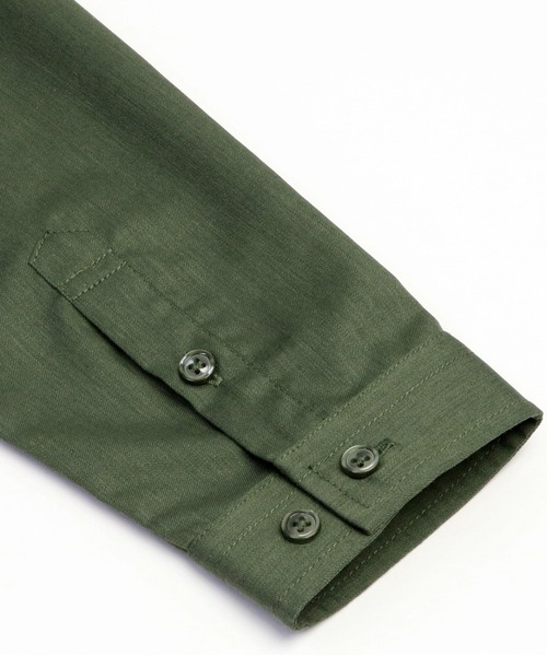 TOKYO SHIRTS(トウキョウシャツ)の「形態安定ノーアイロン スタンドカラー 長袖ストレートベーシックシャツ(シャツ/ブラウス・レディース・ネイビー/カーキオリーブ・M/LL/L)」の4枚目の写真