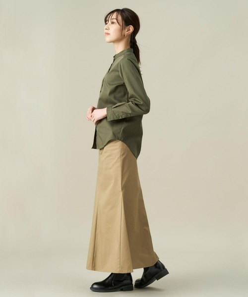 TOKYO SHIRTS(トウキョウシャツ)の「形態安定ノーアイロン スタンドカラー 長袖ストレートベーシックシャツ(シャツ/ブラウス・レディース・ネイビー/カーキオリーブ・M/LL/L)」の13枚目の写真