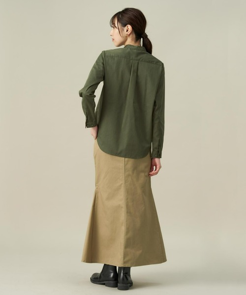 TOKYO SHIRTS(トウキョウシャツ)の「形態安定ノーアイロン スタンドカラー 長袖ストレートベーシックシャツ(シャツ/ブラウス・レディース・ネイビー/カーキオリーブ・M/LL/L)」の14枚目の写真