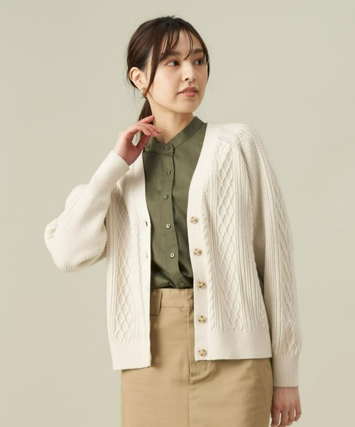 TOKYO SHIRTS(トウキョウシャツ)の「形態安定ノーアイロン スタンドカラー 長袖ストレートベーシックシャツ(シャツ/ブラウス・レディース・ネイビー/カーキオリーブ・M/LL/L)」の12枚目の写真