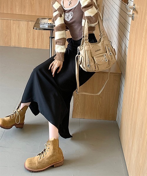 c.u.l（シーユーエル）の「シンプルマキシスリットスカート culw567（スカート・レディース・ブラック/グレー・M/L）」の4枚目の写真