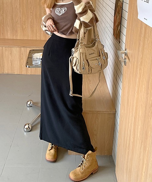 c.u.l（シーユーエル）の「シンプルマキシスリットスカート culw567（スカート・レディース・ブラック/グレー・M/L）」の6枚目の写真