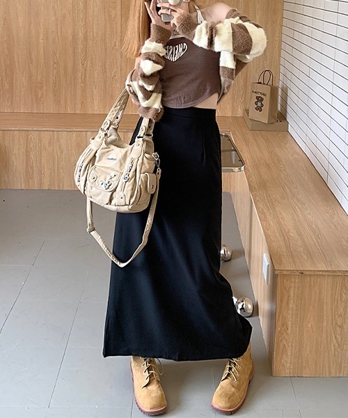 c.u.l（シーユーエル）の「シンプルマキシスリットスカート culw567（スカート・レディース・ブラック/グレー・M/L）」の7枚目の写真