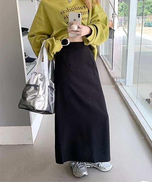 c.u.l（シーユーエル）の「シンプルマキシスリットスカート culw567（スカート・レディース・ブラック/グレー・M/L）」の10枚目の写真