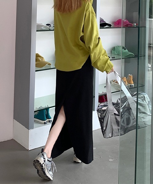 c.u.l（シーユーエル）の「シンプルマキシスリットスカート culw567（スカート・レディース・ブラック/グレー・M/L）」の11枚目の写真