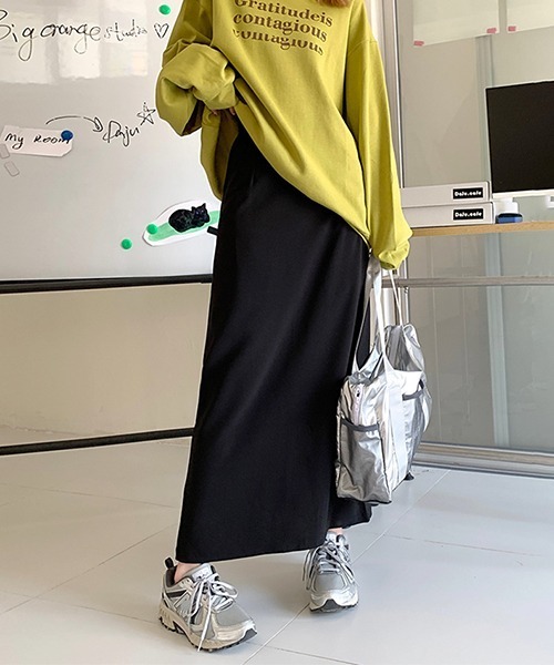 c.u.l（シーユーエル）の「シンプルマキシスリットスカート culw567（スカート・レディース・ブラック/グレー・M/L）」の13枚目の写真