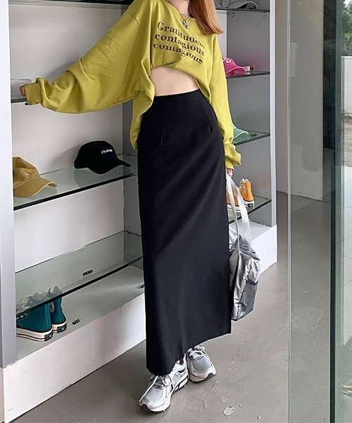 c.u.l（シーユーエル）の「シンプルマキシスリットスカート culw567（スカート・レディース・ブラック/グレー・M/L）」の14枚目の写真