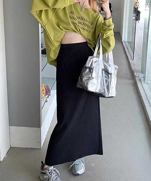 c.u.l（シーユーエル）の「シンプルマキシスリットスカート culw567（スカート・レディース・ブラック/グレー・M/L）」の15枚目の写真