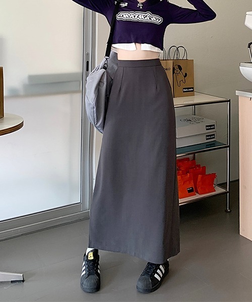 c.u.l（シーユーエル）の「シンプルマキシスリットスカート culw567（スカート・レディース・ブラック/グレー・M/L）」の21枚目の写真
