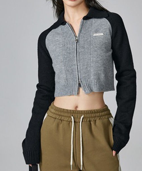 LYEON（リヨン）の「トラックニットショートブルゾン（ブルゾン・レディース・ネイビー/カーキ/グレー・FREE）」の8枚目の写真