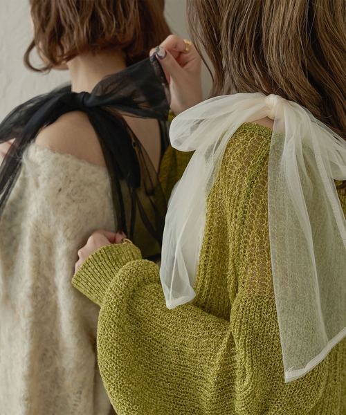 Ambre Neige(アンブルネージュ)の「フラワーチュールリボンビスチェ/【WEB/EC限定商品】(その他トップス・レディース・アイボリー/ブラック・FREE)」の9枚目の写真