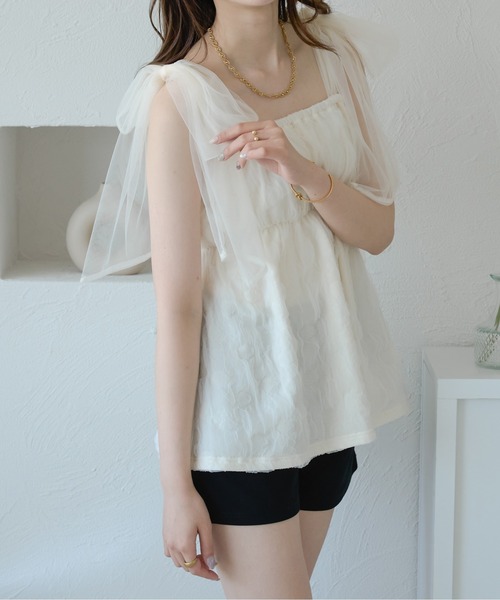 Ambre Neige(アンブルネージュ)の「フラワーチュールリボンビスチェ/【WEB/EC限定商品】(その他トップス・レディース・アイボリー/ブラック・FREE)」の20枚目の写真