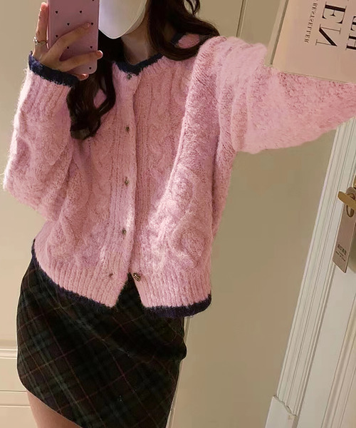 Ulysses（ユリシス）の「ケーブルニットカーディガン（カーディガン/ボレロ・レディース・ホワイト/ピンク・F）」の11枚目の写真