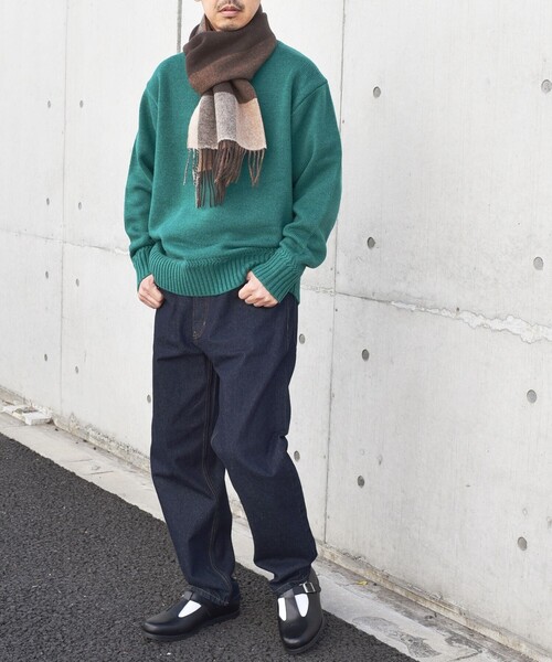 SHIPS any（シップス エニィ）の「SHIPS any: ウール リバーシブル パネル チェック マフラー 23AW◇（マフラー・メンズ・ブラック/ネイビー/ブラウン/イエロー系・ONE SIZE）」の7枚目の写真