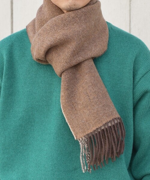 SHIPS any（シップス エニィ）の「SHIPS any: ウール リバーシブル パネル チェック マフラー 23AW◇（マフラー・メンズ・ブラック/ネイビー/ブラウン/イエロー系・ONE SIZE）」の9枚目の写真