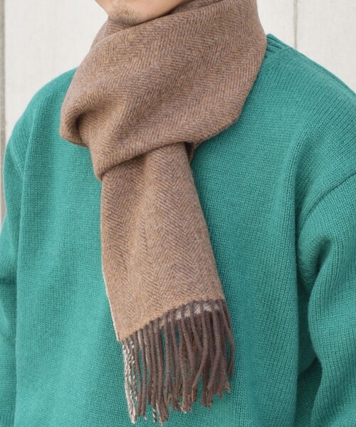 SHIPS any（シップス エニィ）の「SHIPS any: ウール リバーシブル パネル チェック マフラー 23AW◇（マフラー・メンズ・ブラック/ネイビー/ブラウン/イエロー系・ONE SIZE）」の10枚目の写真