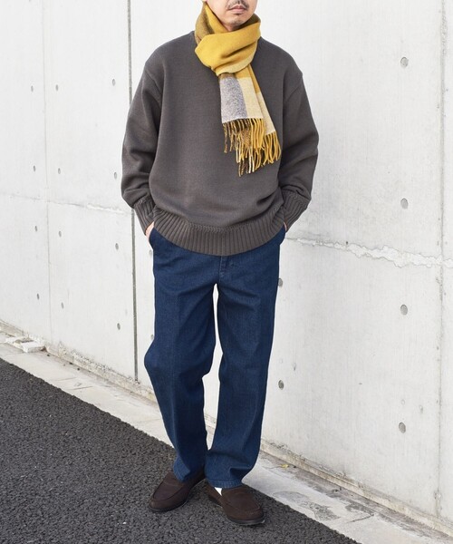 SHIPS any（シップス エニィ）の「SHIPS any: ウール リバーシブル パネル チェック マフラー 23AW◇（マフラー・メンズ・ブラック/ネイビー/ブラウン/イエロー系・ONE SIZE）」の11枚目の写真