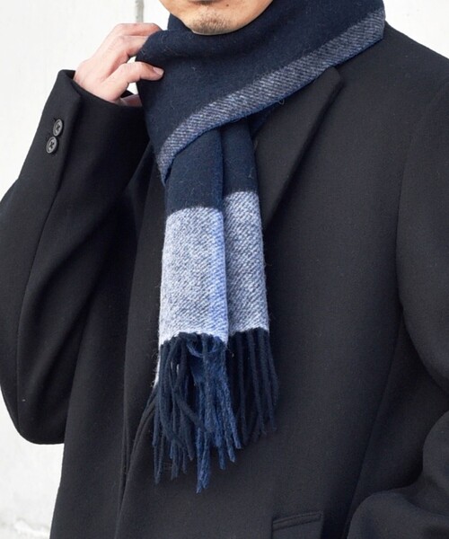 SHIPS any（シップス エニィ）の「SHIPS any: ウール リバーシブル パネル チェック マフラー 23AW◇（マフラー・メンズ・ブラック/ネイビー/ブラウン/イエロー系・ONE SIZE）」の20枚目の写真