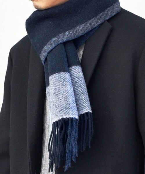 SHIPS any（シップス エニィ）の「SHIPS any: ウール リバーシブル パネル チェック マフラー 23AW◇（マフラー・メンズ・ブラック/ネイビー/ブラウン/イエロー系・ONE SIZE）」の19枚目の写真