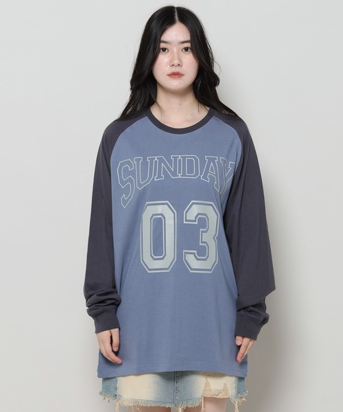 WONDER VISITOR（ワンダービジター）の「WONDER VISITOR／SUNDAYラグラン長袖T 2982982（Tシャツ/カットソー・レディース・ライトグレー/グレー・FREE）」の4枚目の写真