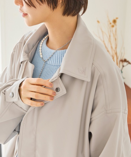 【セール】ワンポイント刺繍 合成皮革オーバーサイズブルゾン(ブルゾン)|uora(ユオラ) 【セール】ワンポイント刺繍 合成皮革オーバーサイズブルゾン(ブルゾン)|uora(ユオラ)