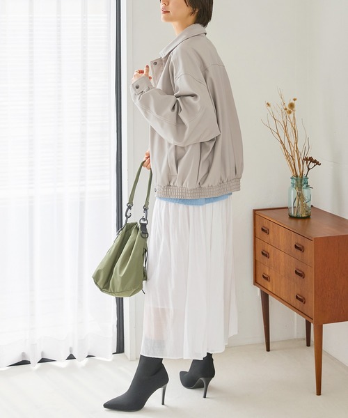 【セール】ワンポイント刺繍 合成皮革オーバーサイズブルゾン(ブルゾン)|uora(ユオラ) 【セール】ワンポイント刺繍 合成皮革オーバーサイズブルゾン(ブルゾン)|uora(ユオラ)