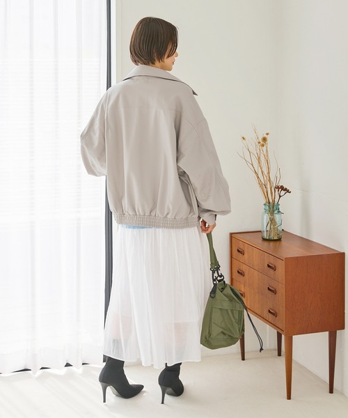 【セール】ワンポイント刺繍 合成皮革オーバーサイズブルゾン(ブルゾン)|uora(ユオラ) 【セール】ワンポイント刺繍 合成皮革オーバーサイズブルゾン(ブルゾン)|uora(ユオラ)