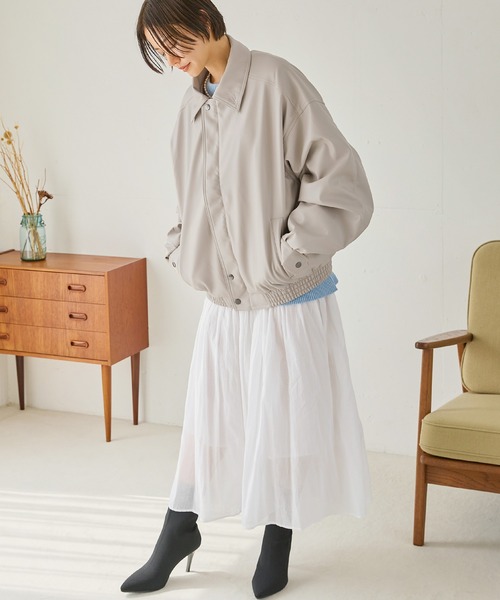 新品未使用正規品【RUSSELUNO/size5】プルオーバーブルゾン　スニード ワンポイント刺繍 合成皮革オーバーサイズブルゾン（ブルゾン