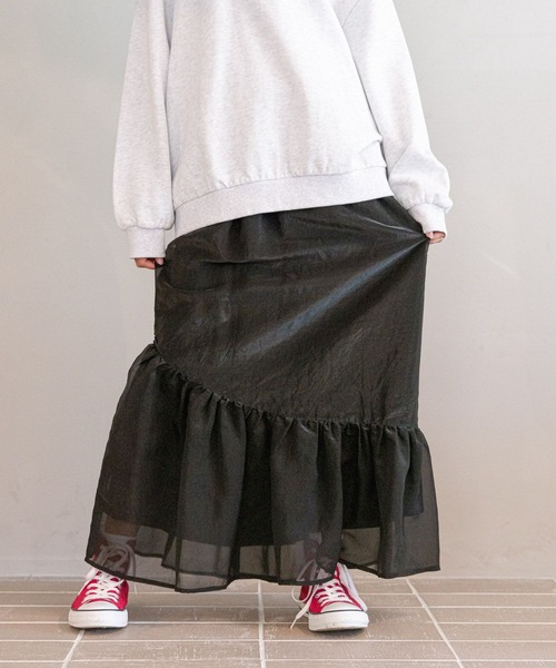GLOBAL WORK（グローバルワーク）の「フワフワスカート/AND YUA ANY/980420（スカート・キッズ・ブラック/オフホワイト・150cm/160cm）」の16枚目の写真