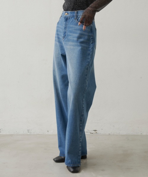 【新品】メゾンドドルチェ ストレートデニムパンツ M S,M,Lサイズ展開】ワイドストレートデニムパンツ（デニムパンツ