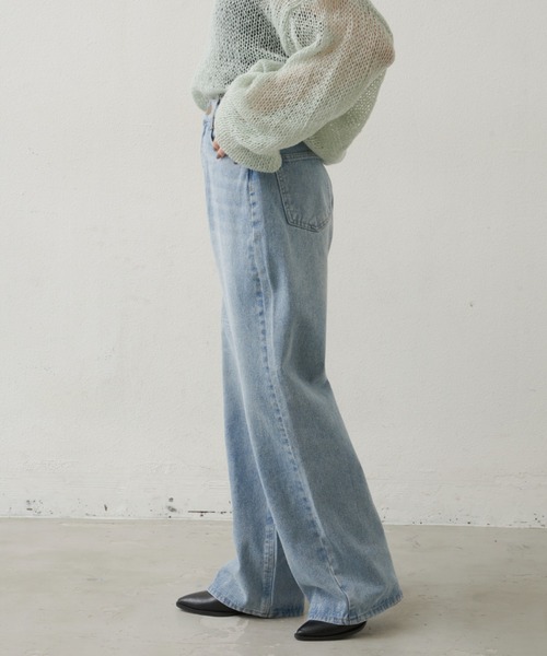 Aunt Marie's（アントマリーズ）の「【S,M,Lサイズ展開】ワイドストレートデニムパンツ（デニムパンツ・レディース・ライトブルー/ブルー・M/S/L）」の5枚目の写真