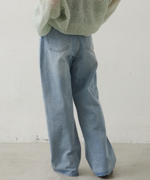 Aunt Marie's（アントマリーズ）の「【S,M,Lサイズ展開】ワイドストレートデニムパンツ（デニムパンツ・レディース・ライトブルー/ブルー・M/S/L）」の6枚目の写真