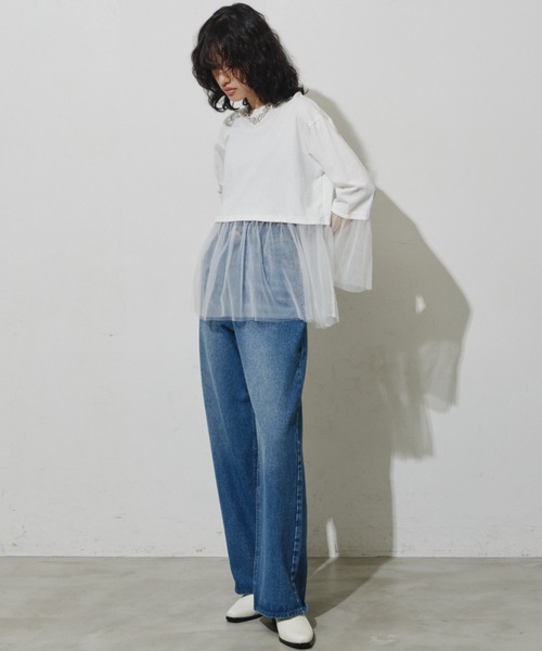 S,M,Lサイズ展開】ワイドストレートデニムパンツ（デニムパンツ