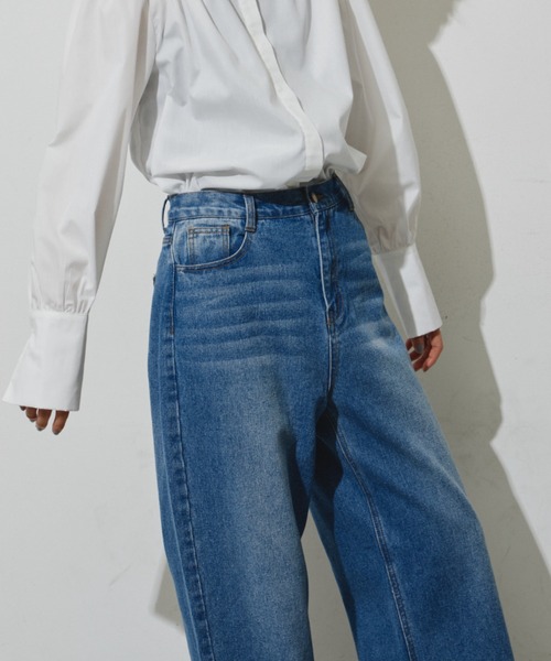 S,M,Lサイズ展開】ワイドストレートデニムパンツ（デニムパンツ