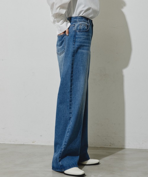toujoursダークブルー ストレートデニム ワイドレッグ toujoursダークブルー ストレートデニム ワイドレッグ デニム