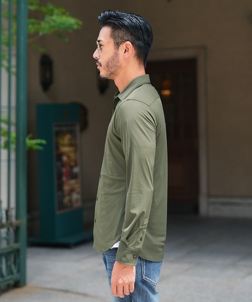 jiggys shop(ジギーズショップ)の「ハイパーストレッチシャツ レギュラーカラー 長袖シャツ(シャツ/ブラウス・メンズ・ホワイト/オリーブ/ネイビー/ブラック・MEDIUM/LARGE/X-LARGE)」の16枚目の写真
