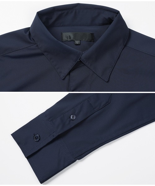 jiggys shop(ジギーズショップ)の「ハイパーストレッチシャツ レギュラーカラー 長袖シャツ(シャツ/ブラウス・メンズ・ホワイト/オリーブ/ネイビー/ブラック・MEDIUM/LARGE/X-LARGE)」の9枚目の写真