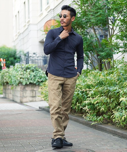 jiggys shop(ジギーズショップ)の「ハイパーストレッチシャツ レギュラーカラー 長袖シャツ(シャツ/ブラウス・メンズ・ホワイト/オリーブ/ネイビー/ブラック・MEDIUM/LARGE/X-LARGE)」の12枚目の写真